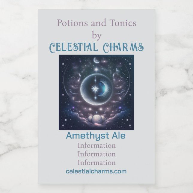 Étiquettes Pour Bouteilles De Vin Créez vos propres nuages roses et lune d'argent (Étiquettes simples)