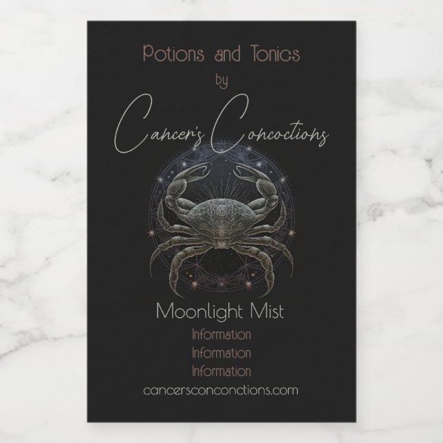 Étiquettes Pour Bouteilles De Vin Créez votre propre astrologie mystique Cancer Zodi (Étiquettes simples)