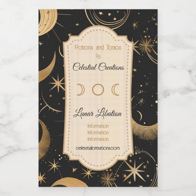 Étiquettes Pour Bouteilles De Vin Créez votre propre céleste de lune de croissant (Étiquettes simples)