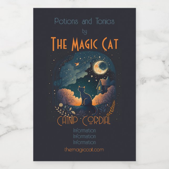 Étiquettes Pour Bouteilles De Vin Créez votre propre chat mystique de minuit noir (Étiquettes simples)