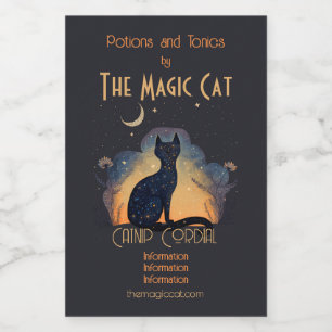 Étiquettes Pour Bouteilles De Vin Créez votre propre chat noir mystique Silhouette