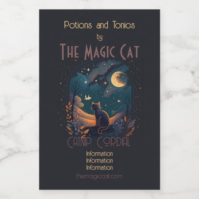 Étiquettes Pour Bouteilles De Vin Créez votre propre chat Pittoresque Mysical Noir (Étiquettes simples)