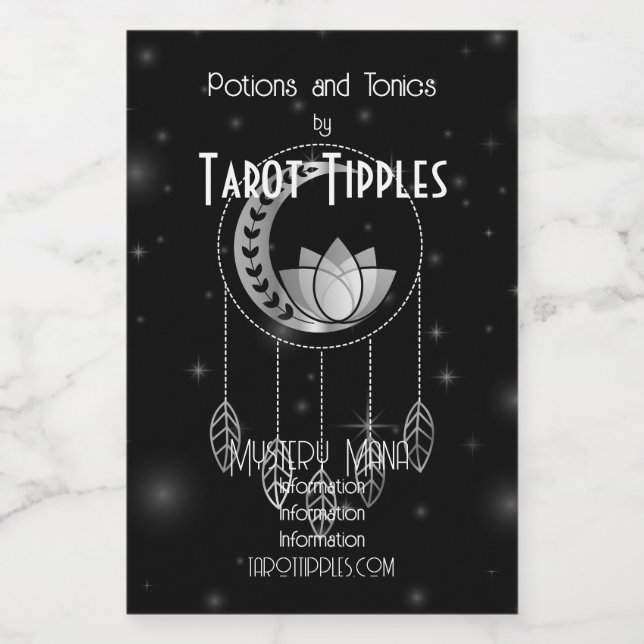 Étiquettes Pour Bouteilles De Vin Créez votre propre Dreamcatcher Lotus Moon Silver (Étiquettes simples)