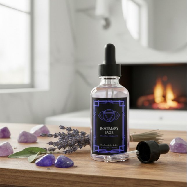 Étiquettes Pour Bouteilles De Vin Custom Ajna Third Eye Chakra Essential Oil Label (Créateur téléchargé)