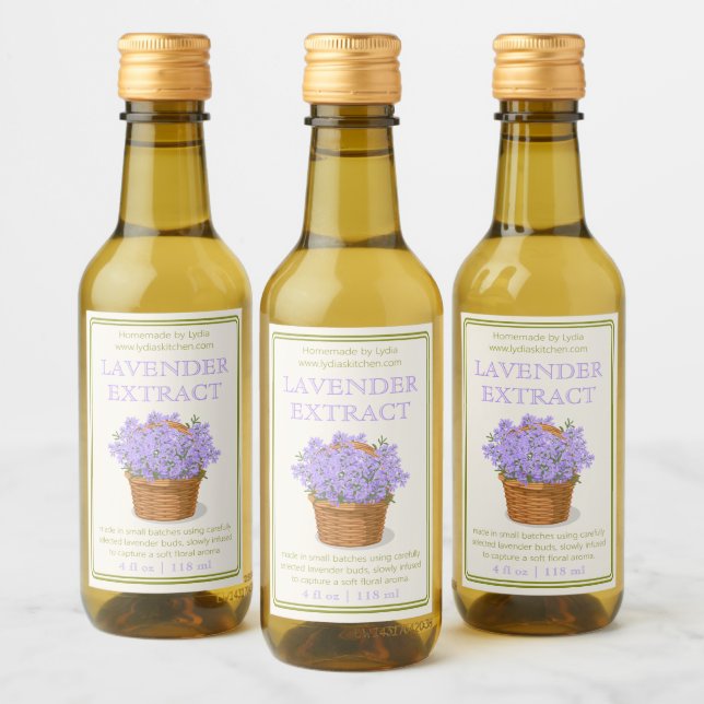 Étiquettes Pour Bouteilles De Vin Custom Homemade Lavender Extract Label (Bouteilles)
