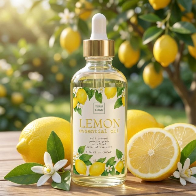 Étiquettes Pour Bouteilles De Vin Custom Lemon Essential Oil Label (Créateur téléchargé)