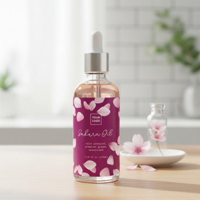 Étiquettes Pour Bouteilles De Vin Custom Sakura Oil Label (Créateur téléchargé)