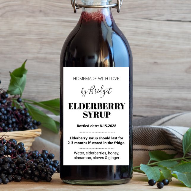 Étiquettes Pour Bouteilles De Vin Customizable Elderberry Syrup Label ZEB_01trA (Créateur téléchargé)