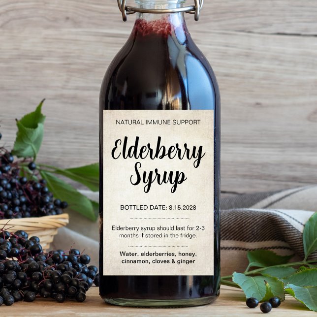 Étiquettes Pour Bouteilles De Vin Customizable Elderberry Syrup Label ZEB_02 (Créateur téléchargé)