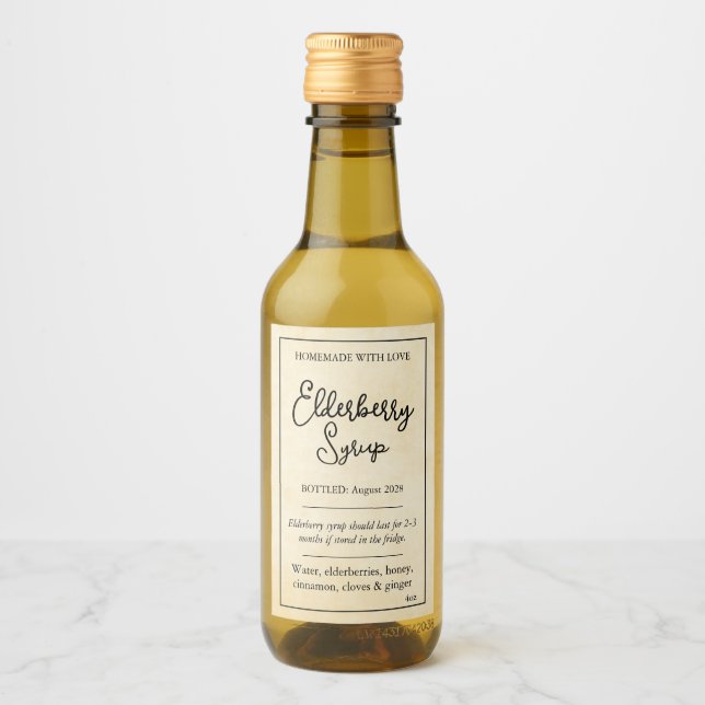 Étiquettes Pour Bouteilles De Vin Customizable Elderberry Syrup Label ZEB_05a (Devant)