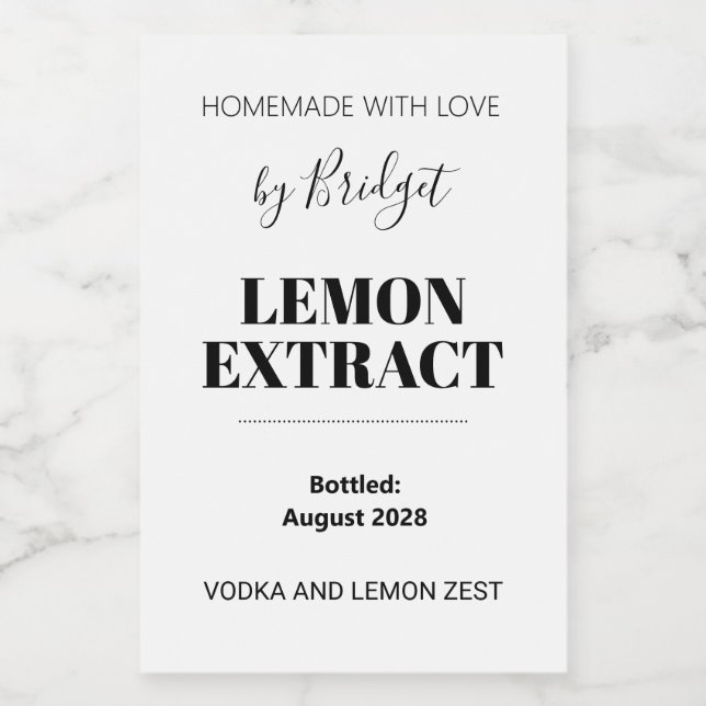 Étiquettes Pour Bouteilles De Vin Customizable Lemon Extract Label (Étiquettes simples)