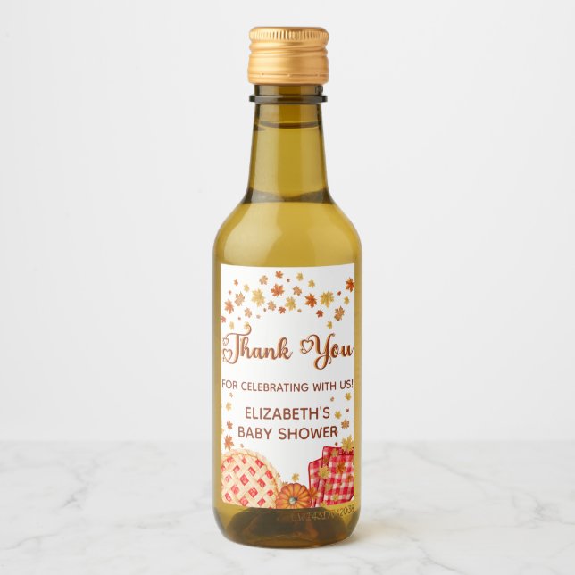 Étiquettes Pour Bouteilles De Vin Cutie Pie Pumpkin Fall Baby Shower Thank You (Devant)