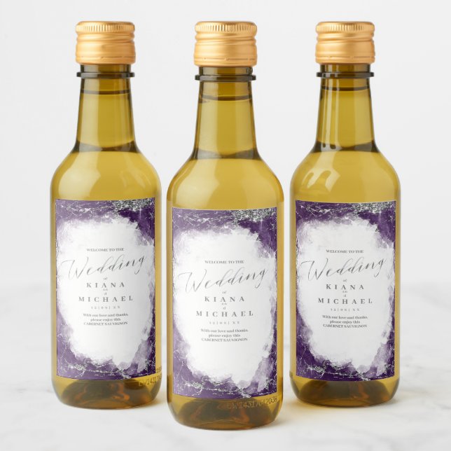 Étiquettes Pour Bouteilles De Vin Debbie U-W Marble Parties scintillant Mariage ID64 (Bouteilles)