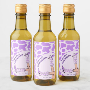 Étiquettes Pour Bouteilles De Vin Dernière Cowgirl Violette de Rodéo Fête de Fiançai