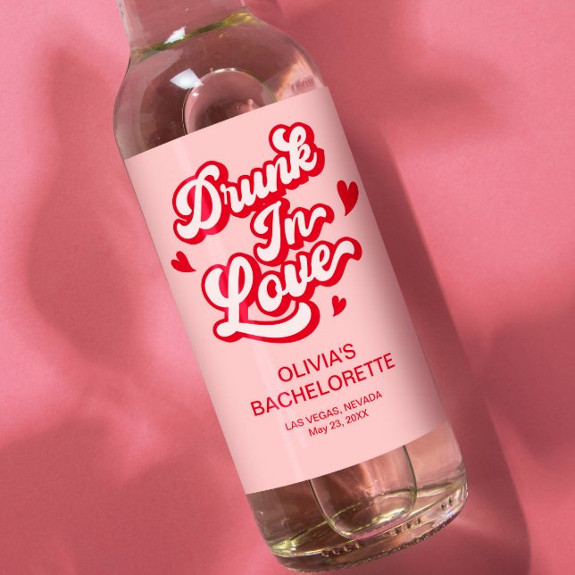 Étiquettes Pour Bouteilles De Vin Drunk In love Bachelorette Mini Champagne (Créateur téléchargé)