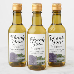 Étiquettes Pour Bouteilles De Vin Dusty violet Rose Élégant Merci de mariage Mini