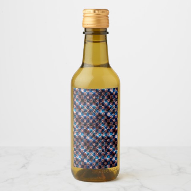 Étiquettes Pour Bouteilles De Vin Échecs rustiques sous forme d'rayures croisées (Devant)