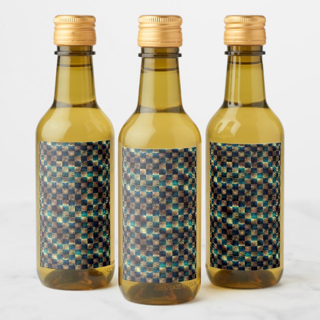 Étiquettes Pour Bouteilles De Vin Échecs sales et effet rayé, jaune et bleu (Bouteilles)