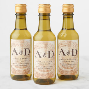 Étiquettes Pour Bouteilles De Vin Écorce en bois d'arbre Mariage rustique personnali