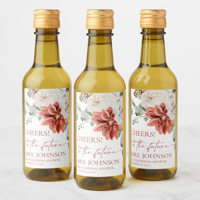 Étiquettes Pour Bouteilles De Vin Élégant Hiver À La Fête des mariées Futur (Bouteilles)