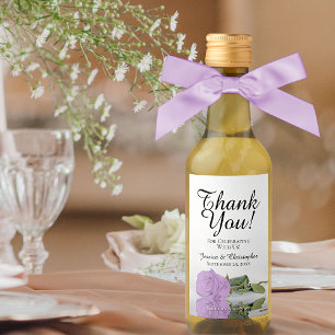 Étiquettes Pour Bouteilles De Vin Élégant Lilac violet Rose Merci Mariage Mini
