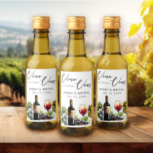 Étiquettes Pour Bouteilles De Vin Élégant Vino Avant Vows Watercolor Fête des mariée