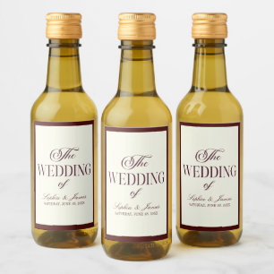 Étiquettes Pour Bouteilles De Vin Élégant Vintage Ivoire Mariage Bourgogne Foncé