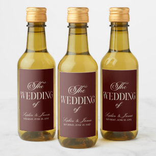 Étiquettes Pour Bouteilles De Vin Élégant Vintage Ivoire Mariage Burgundy Foncé