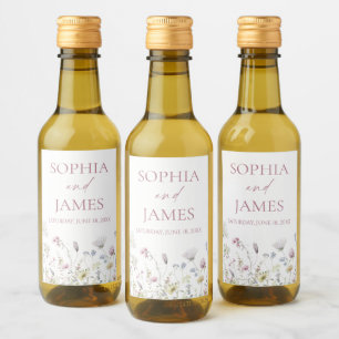 Étiquettes Pour Bouteilles De Vin Élégante Fleur de Fleur Sauvage Mariage Fleurs