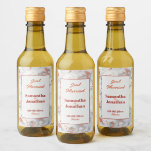 Étiquettes Pour Bouteilles De Vin Élégante Mariage en marbre rose
