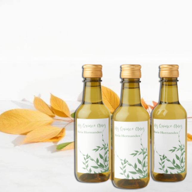 Étiquettes Pour Bouteilles De Vin Elégante verdure Quinceañera (Créateur téléchargé)