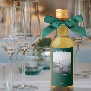 Étiquettes Pour Bouteilles De Vin Emerald Green Mariage Amour & Merci photo Mini