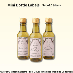 Étiquettes Pour Bouteilles De Vin Étiquettes de bouteilles, roses roses & colombes