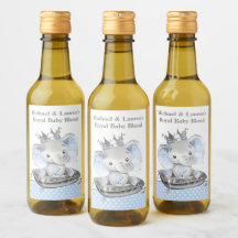 Étiquettes de vin mini pour Baby Shower Prince Élé