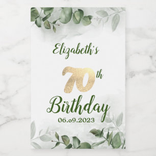 Étiquettes Pour Bouteilles De Vin Eucalyptus verdoyant à l'aquarelle chic pour 70e a