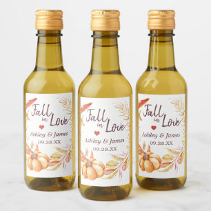 Étiquettes Pour Bouteilles De Vin Fall Love Golden Foliage Automne Mariage Monogramm