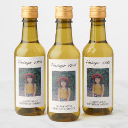 Étiquettes Pour Bouteilles De Vin Faveur de fête d'anniversaire Photo Vintage Amusan