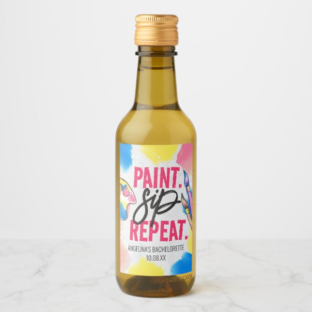 Étiquettes Pour Bouteilles De Vin Faveur de fête de demoiselle d'honneur Paint and S (Devant)