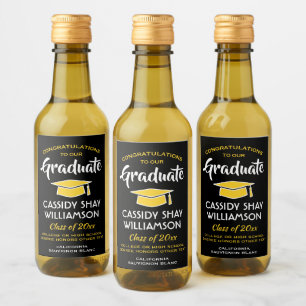 Étiquettes Pour Bouteilles De Vin Félicitations à l'élégante Mini Jaune d'or noir