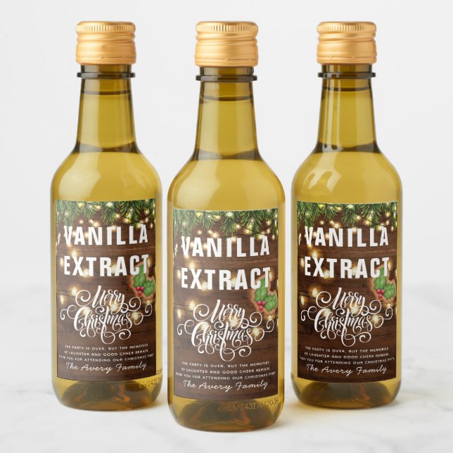 Étiquettes Pour Bouteilles De Vin Fête de Noël Vanilla Extrait Favoriser (Bouteilles)