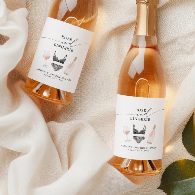 Étiquettes Pour Bouteilles De Vin Fête des mariées Rosé et Lingerie (Créateur téléchargé)