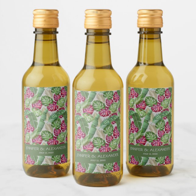 Étiquettes Pour Bouteilles De Vin Fête des mariées tropicale Mini (Bouteilles)