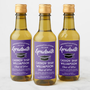 Étiquettes Pour Bouteilles De Vin Fêtes de fin d'études Moderne violet et blanc Mini