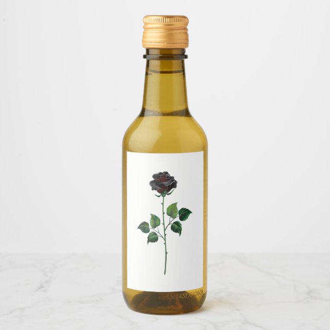 Étiquettes Pour Bouteilles De Vin Fleur de rose noire (Devant)