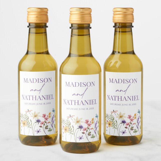 Étiquettes Pour Bouteilles De Vin Fleur sauvage Fleur Fleur Flore Jardin Mariage (Bouteilles)