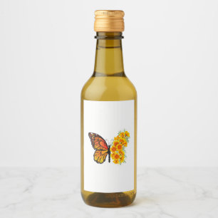 Étiquettes Pour Bouteilles De Vin Flower Butterfly with Yellow California Poppy