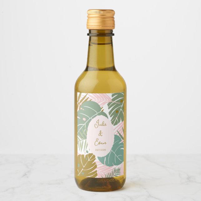 Étiquettes Pour Bouteilles De Vin Foliage Tropical - Motif Monstère Et Feuille De Pa (Devant)