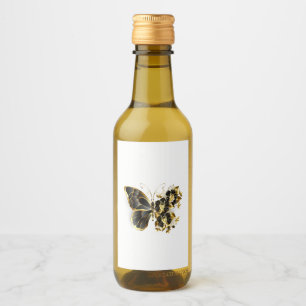 Étiquettes Pour Bouteilles De Vin Gold flower Butterfly with Black Orchid