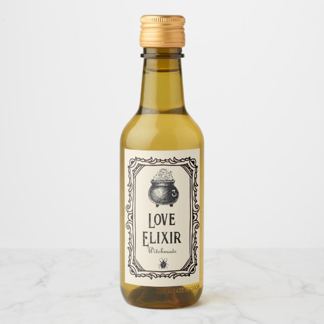 Étiquettes Pour Bouteilles De Vin Halloween Love elixir Boissons Éffrayant (Devant)