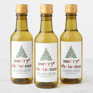Étiquettes Pour Bouteilles De Vin Holly Merry & Bright Christmas